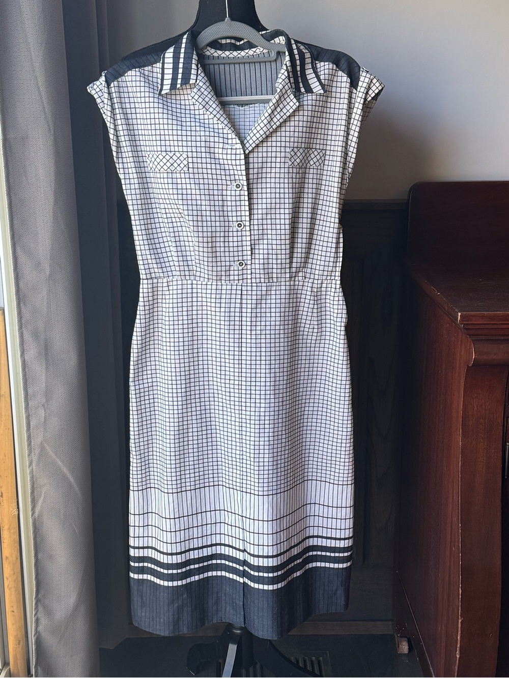Handmade Classic Black & White Check Collared Day Dress